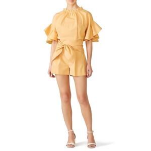 Genny Poplin Tie Front Romper Size 12